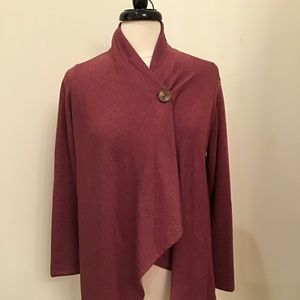 Bobeau One-Button Fuzzy Fleece Wrap Cardigan NWOT